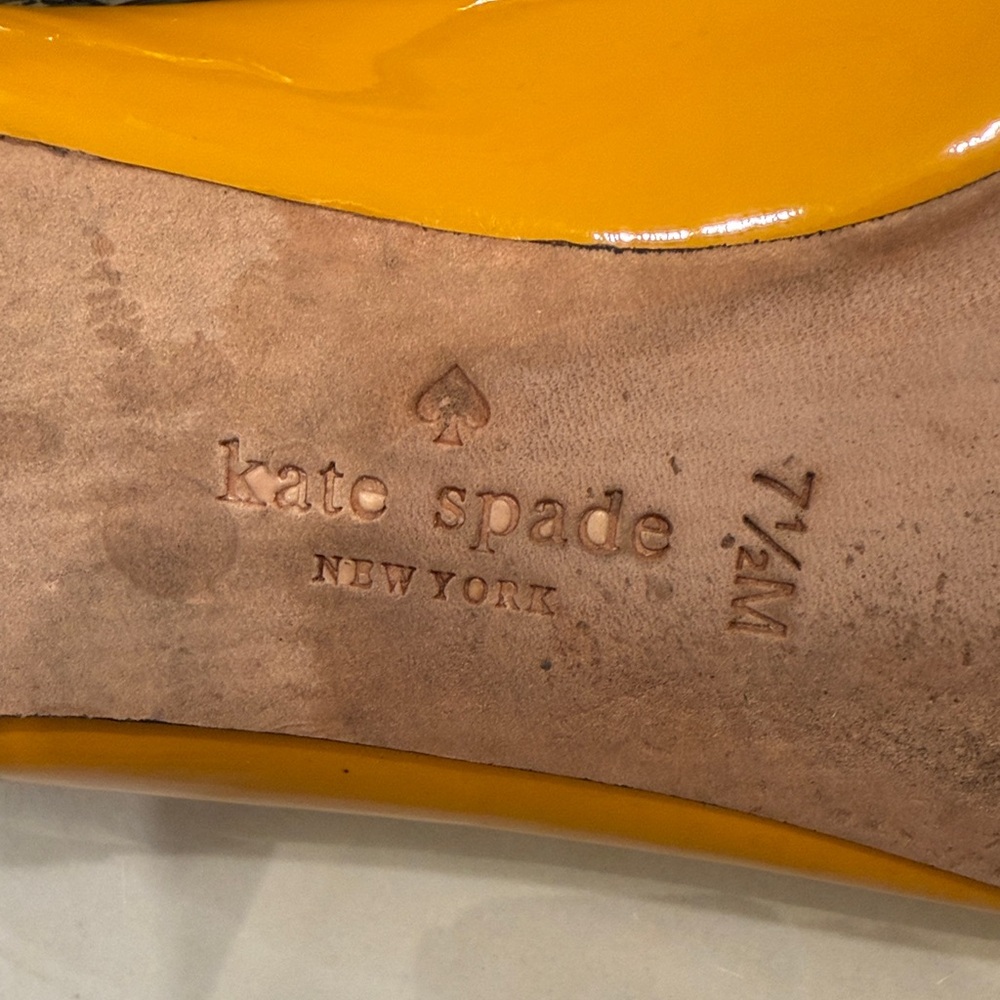 Kate Spade Yellow and White Taxi Flats - Picture 7 of 11